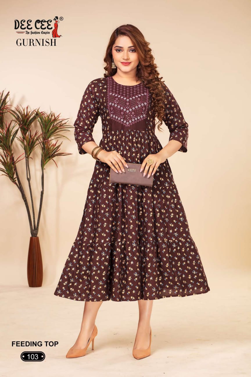 Gurnish By Dee Cee Rayon Printed Anarkali Kurtis Wholesale Suppliers In Mumbai